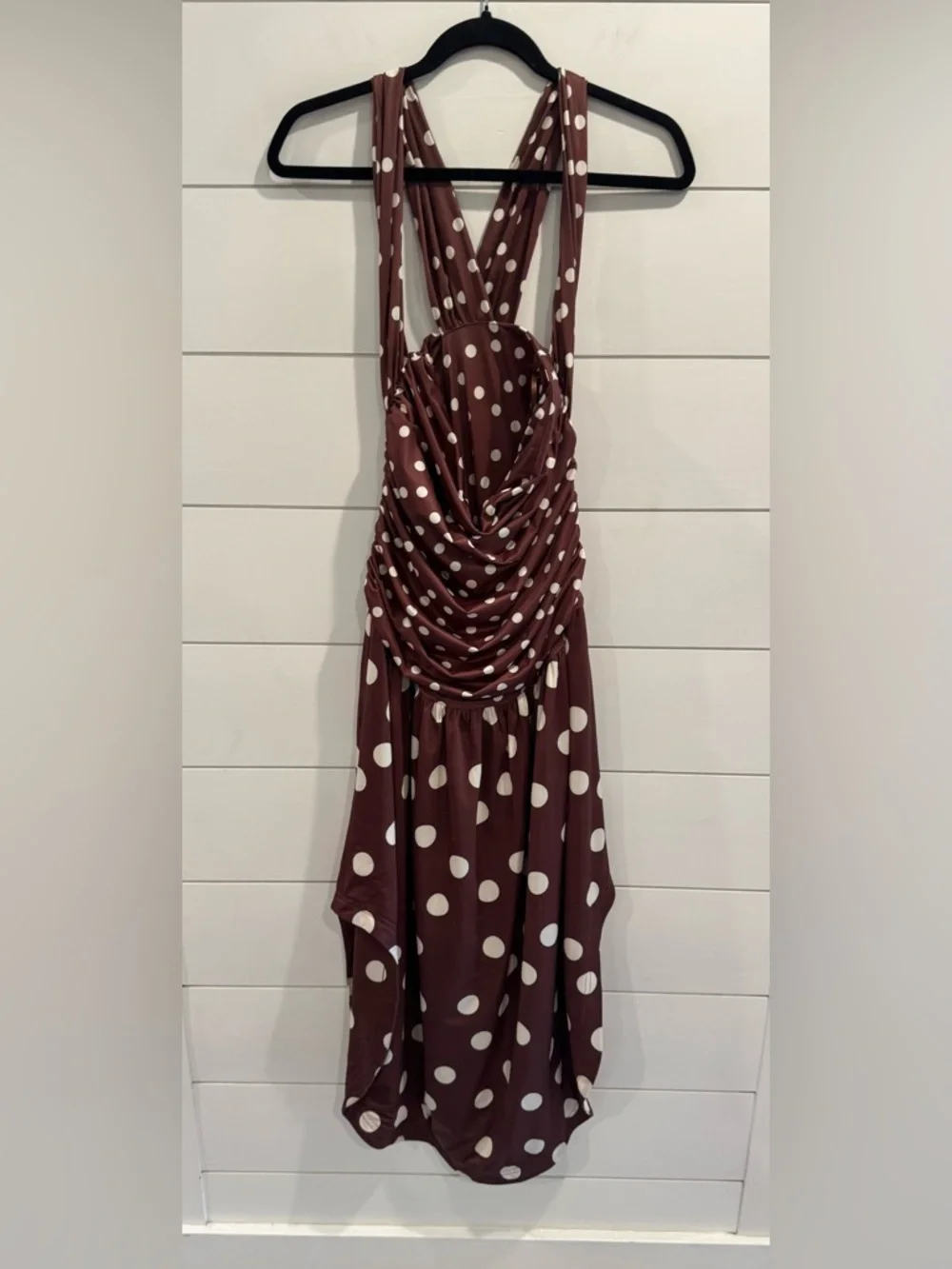 Free People brown Raylon variegated polka dot midi dress